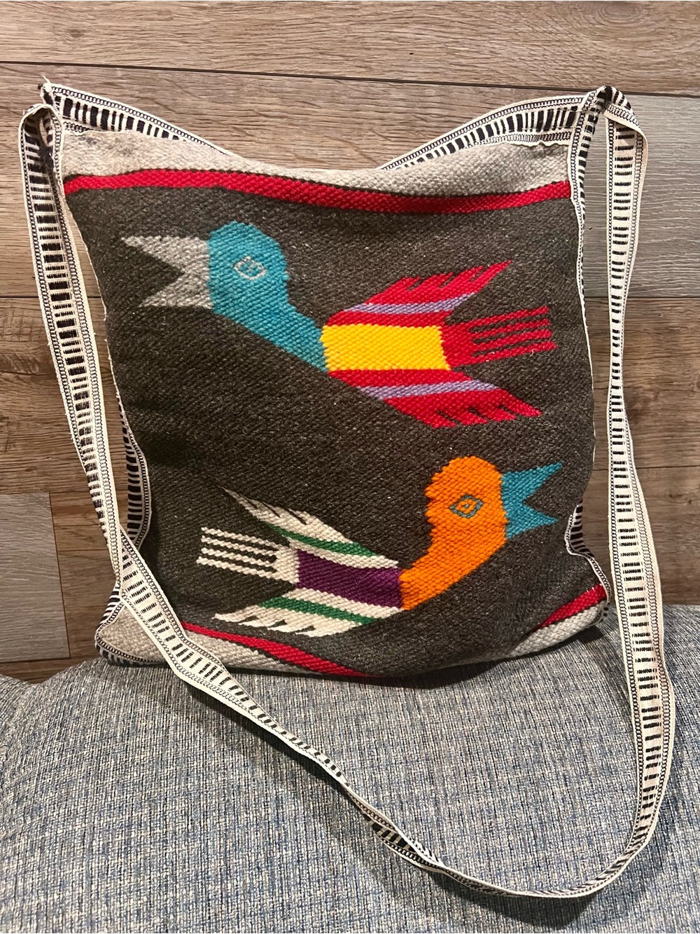 Ecuadorian handwoven wool crossbody messenger bag